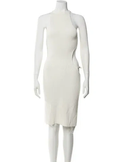 Pre-owned Aya Muse Halterneck Midi Length Dress In Neutral