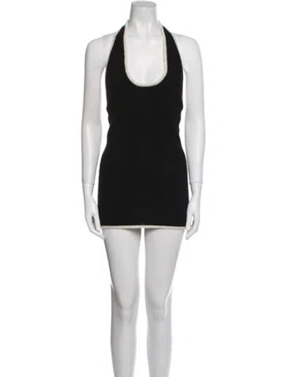 Pre-owned Aya Muse Halterneck Mini Dress In Black