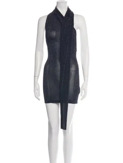 Pre-owned Aya Muse Halterneck Mini Dress In Blue