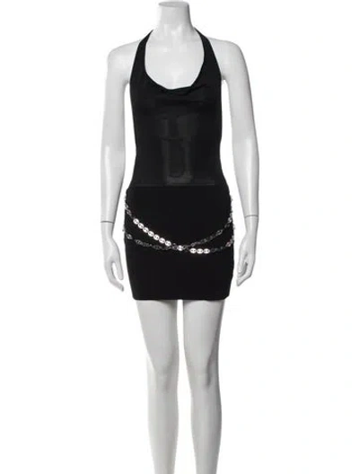 Pre-owned Aya Muse Halterneck Mini Dress W/ Tags In Black