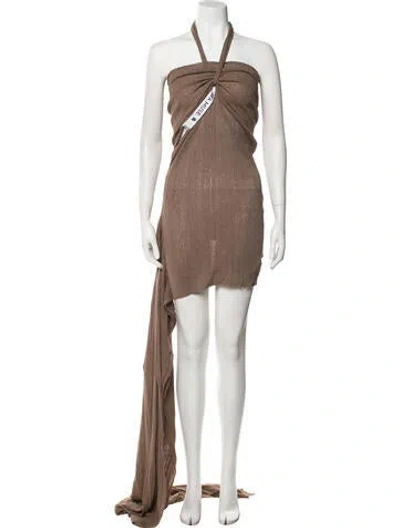 Pre-owned Aya Muse Halterneck Mini Dress W/ Tags In Neutral