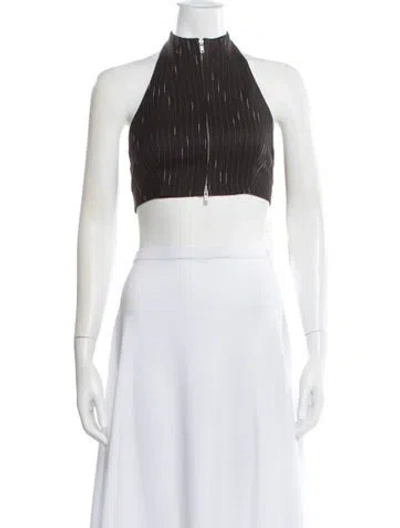 Pre-owned Aya Muse Halterneck Sleeveless Crop Top In White