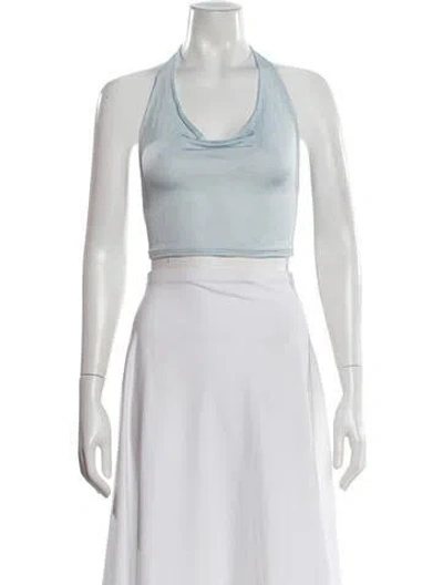 Pre-owned Aya Muse Halterneck Sleeveless Crop Top In White