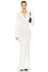 Aya Muse Helia Long-sleeve Button Maxi Dress In White