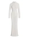 Aya Muse Helia Long-sleeve Button Maxi Dress In White