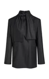 Aya Muse Indus Tie-detailed Wool Blazer In Black