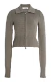 Aya Muse Ivy Knit Cotton Cardigan In Gray