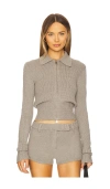 Aya Muse Ivy Zip Up Cardigan In Steel Gray