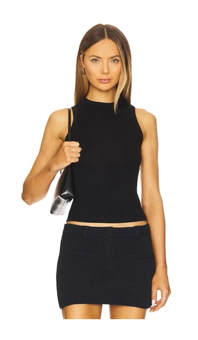 Aya Muse Jersey High Neck Tank Top In Black