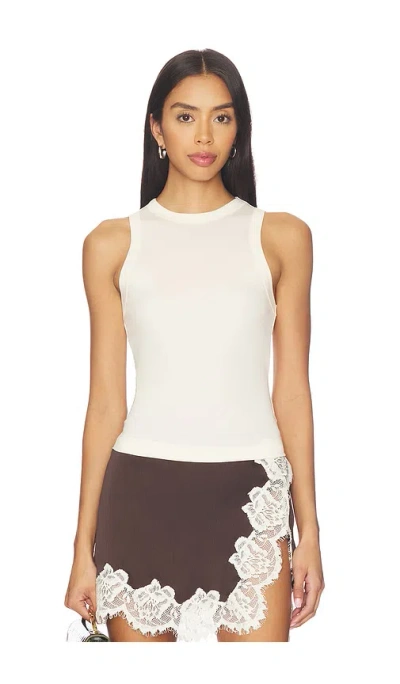 Aya Muse Jersey High Neck Tank In White
