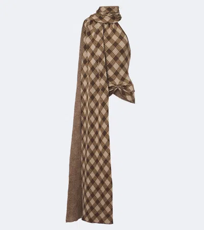 Aya Muse Kae Scarf-detail Plaid Halterneck Top In Brown