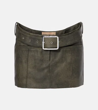 Aya Muse Kaya Belted Faux Leather Miniskirt In Grey