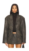 Aya Muse Kaya Faux Leather Jacket In Faded Gray