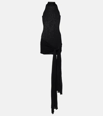 Aya Muse Keefe Draped Knitted Dress In Schwarz