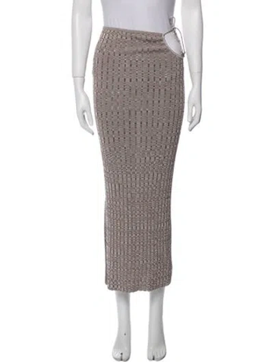Pre-owned Aya Muse Keyhole Accent Midi Length Skirt In Brown