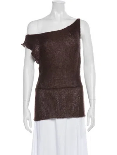 Pre-owned Aya Muse Kid Mohair Asymmetrical Top In Brown