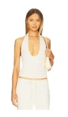 Aya Muse Off-white Knit Halter Top In Cream
