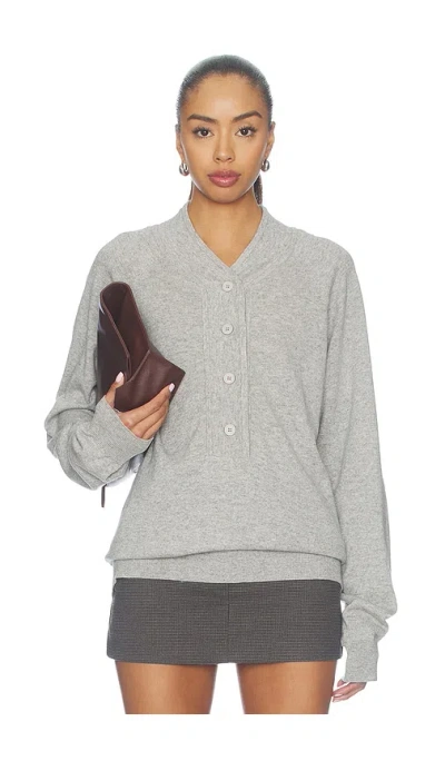 Aya Muse Knit Henley Sweater In Gray