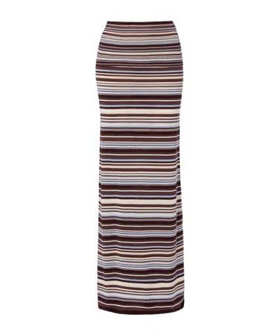 Aya Muse Knitted Striped Maxi Skirt In Brown