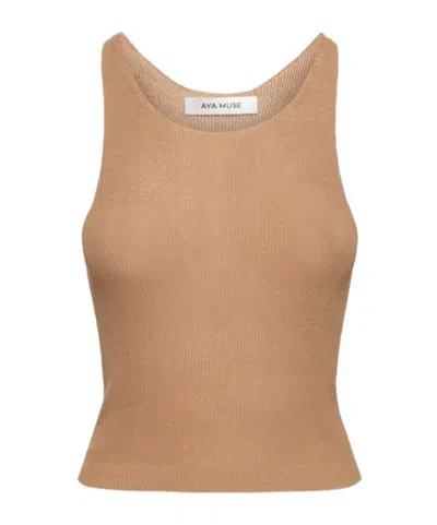 Aya Muse Knit Vest In Brown