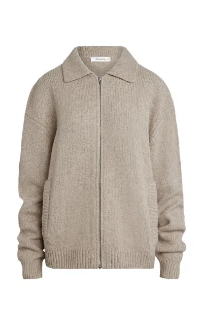 Aya Muse Knit Wool-blend Jacket In Tan