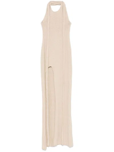 Aya Muse Knitted Midi Dress In Neutrals