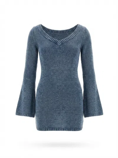 Aya Muse Knitted Mini Dress In Blue