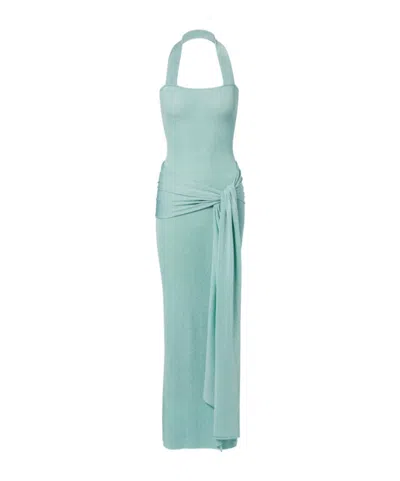 Aya Muse Knitted Sequined Dress In Blue