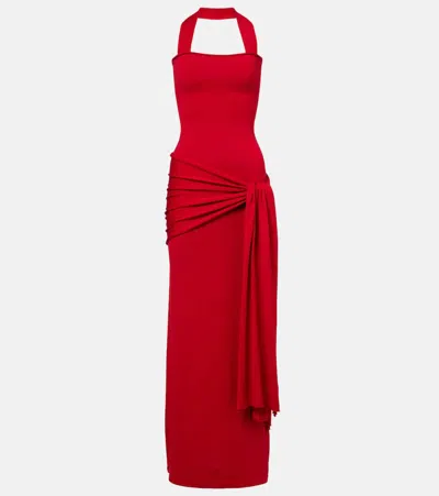 Aya Muse Knitted Silk And Cotton Maxi Dress In Red