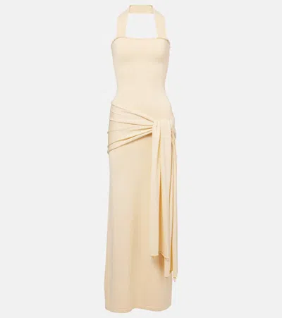 Aya Muse Knitted Silk And Cotton Maxi Dress In Yellow