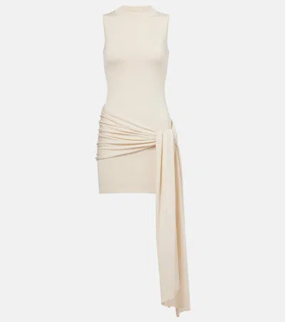Aya Muse Knitted Silk And Cotton Minidress In Beige