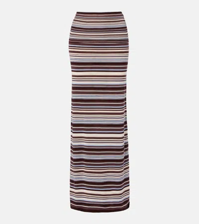 Aya Muse Knitted Striped Maxi Skirt In Brown