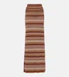 Aya Muse Knitted Striped Silk-blend Maxi Skirt In Brown