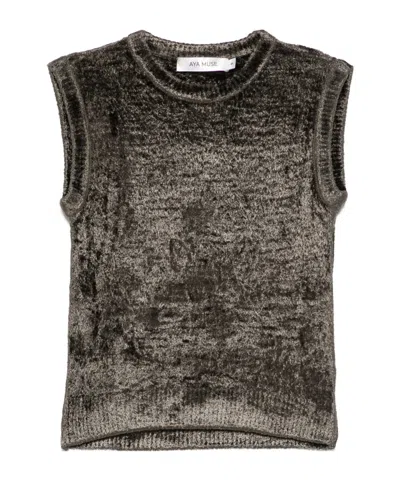 Aya Muse Knitted Tank Top In Cocoa