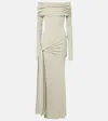 Aya Muse Kora Off-shoulder Silk-blend Maxi Dress In Green