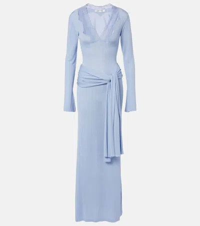 Aya Muse Lace-trimmed Maxi Dress In Blue