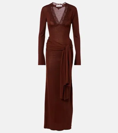 Aya Muse Lace-trimmed Maxi Dress In Brown