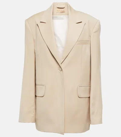 Aya Muse Lacun Oversized Wool Blazer In Beige