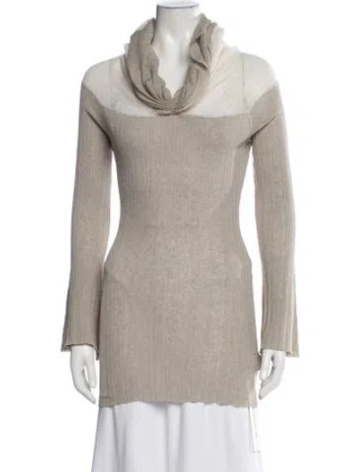 Pre-owned Aya Muse Linen Cowl Neck Tunic In Neutral