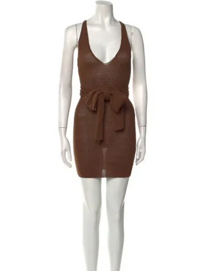 Pre-owned Aya Muse Linen Mini Dress W/ Tags In Brown