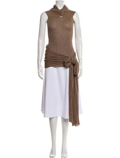 Pre-owned Aya Muse Linen Turtleneck Top In Brown
