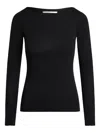 Aya Muse Long-sleeve Boat-neck Top In Black