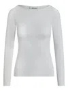 Aya Muse Long-sleeve Boat-neck Top In White
