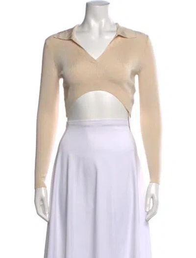 Pre-owned Aya Muse Long Sleeve Crop Top W/ Tags In Neutral