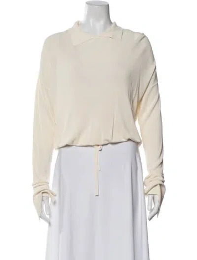 Pre-owned Aya Muse Long Sleeve Polo W/ Tags In Neutral
