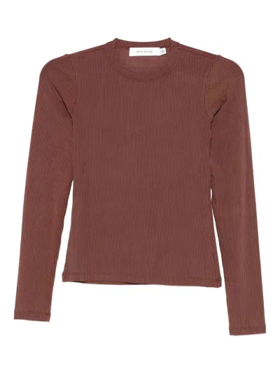 Aya Muse Long Sleeve Ribbed Top Clothing In Red