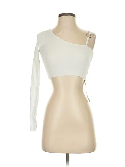 Pre-owned Aya Muse Long Sleeve Top White One Shoulder Neckline Tops