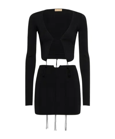 Aya Muse Long-sleeved Mini Dress In Black