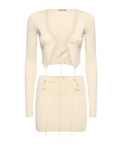 Aya Muse Long-sleeved Mini Dress In Neutral