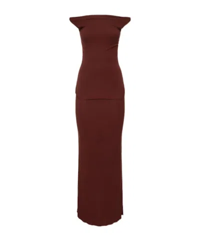 Aya Muse Lvr Exclusive Silk Viscose Fiber Long Dress In Burgundy